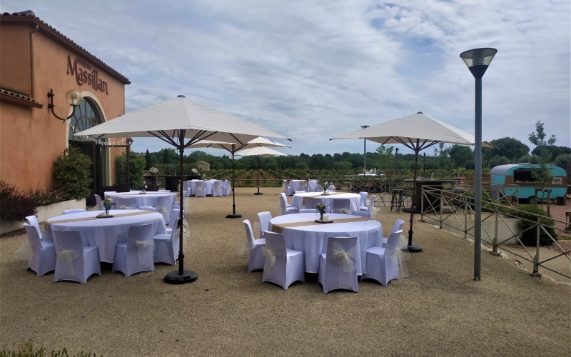 La terrasse avec vue sur la fontaine