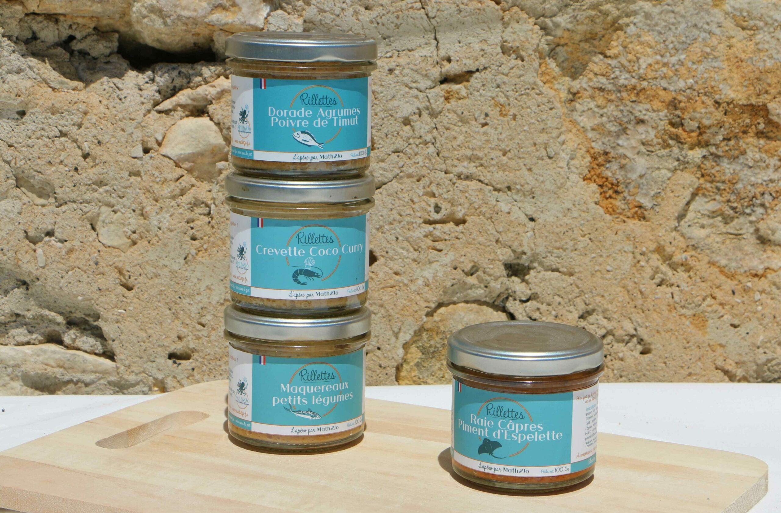 Rillettes Math et Jo, de produis à base de poisson et fruits de mer, frais et de fabrication locale et artisanale. Situés à Teyran.