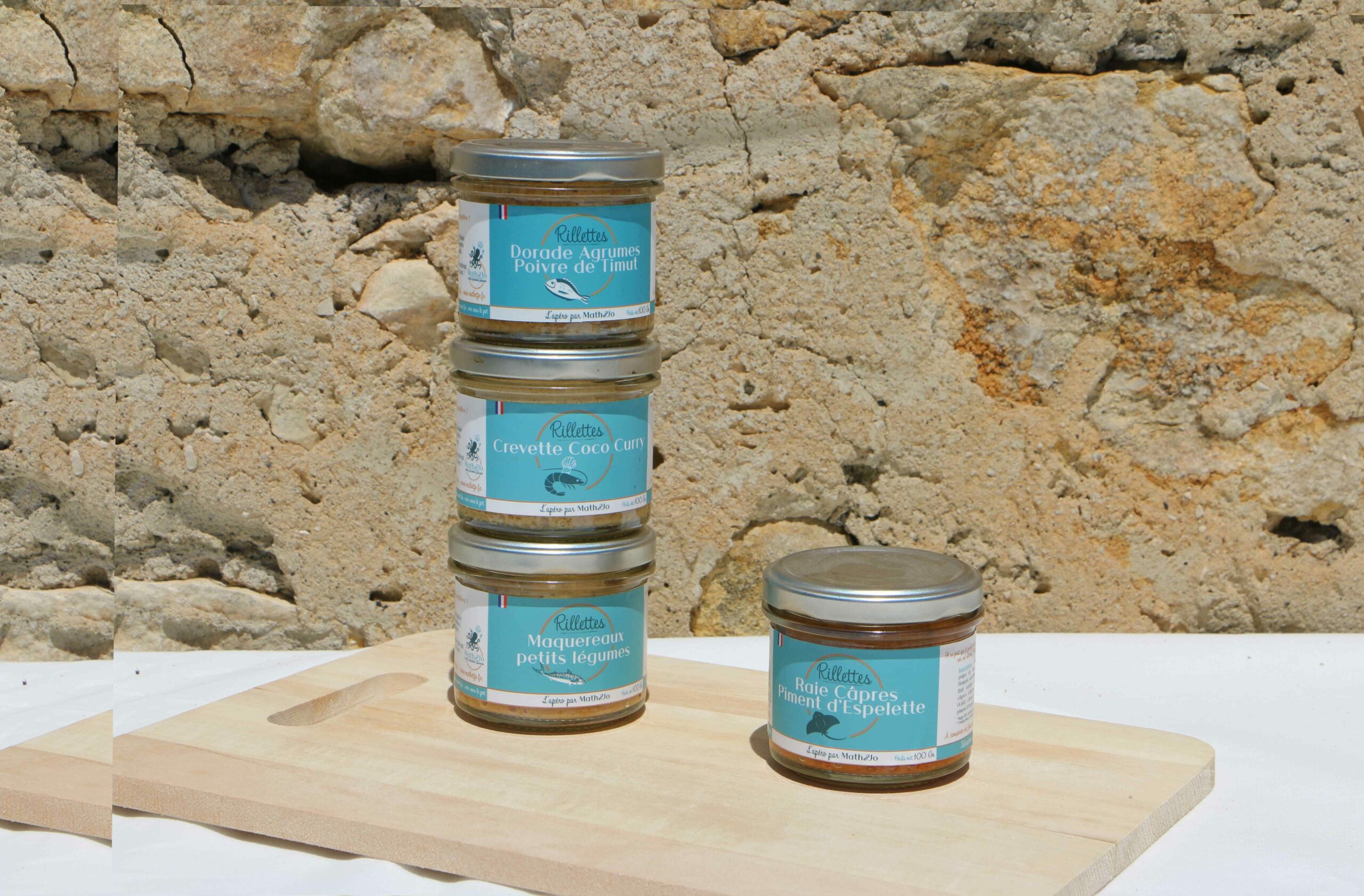 Rillettes Math et Jo, de produis à base de poisson et fruits de mer, frais et de fabrication locale et artisanale. Situés à Teyran.